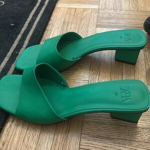 Zara green heeled sandals
